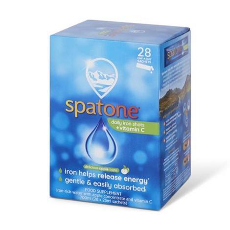 Spatone Apple Liquid Iron Supplement 28 Sachets, Iron-rich water + Vitamin C, Delicious Apple Taste