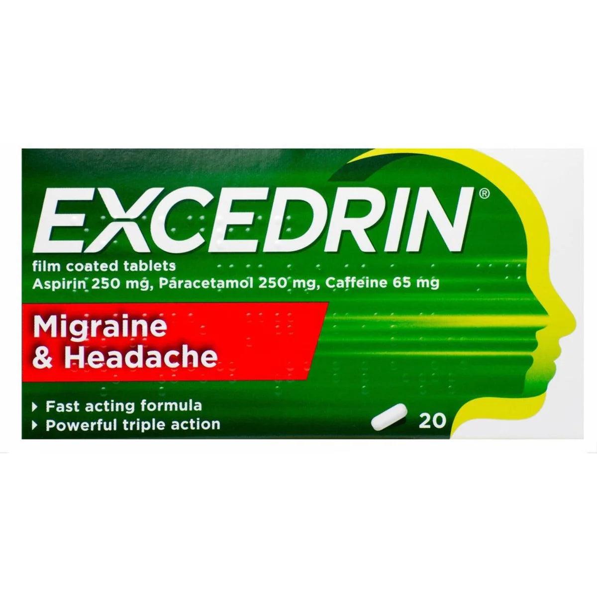 Excedrin Migraine & Headache Tablets - Aspirin, Paracetamol, Caffeine - 20 Count
