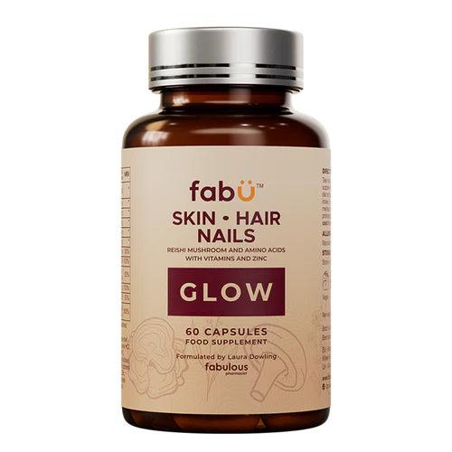 FabU Skin Glow Supplement with Reishi Mushroom, Vitamins, Amino Acids & Zinc - 60 Capsules