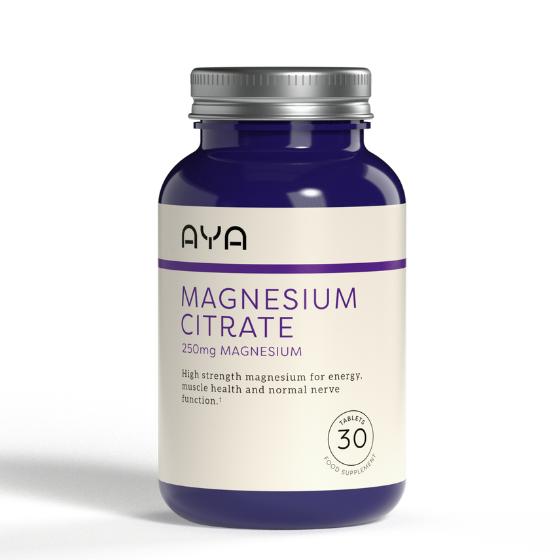 AYA Magnesium Citrate 250mg - Supports Energy, Muscle Health & Nerve Function - 30 Tablets