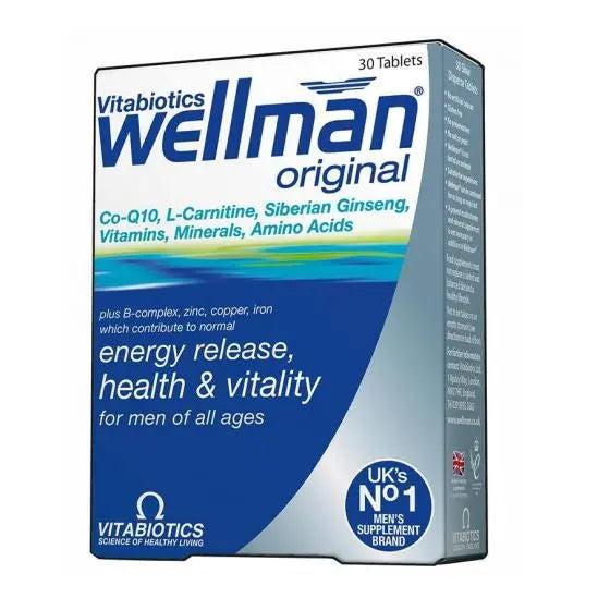 Vitabiotics Wellman Original Multivitamin for Men - Health & Vitality - 30 Pack - Vitamins B6, B12, Copper, Siberian Ginseng