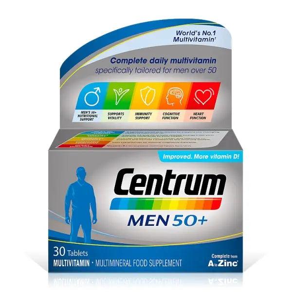 Centrum Men 50+ Multivitamin 30 Tablets - Supports Vitality, Immunity, Cognitive Function, Heart Function