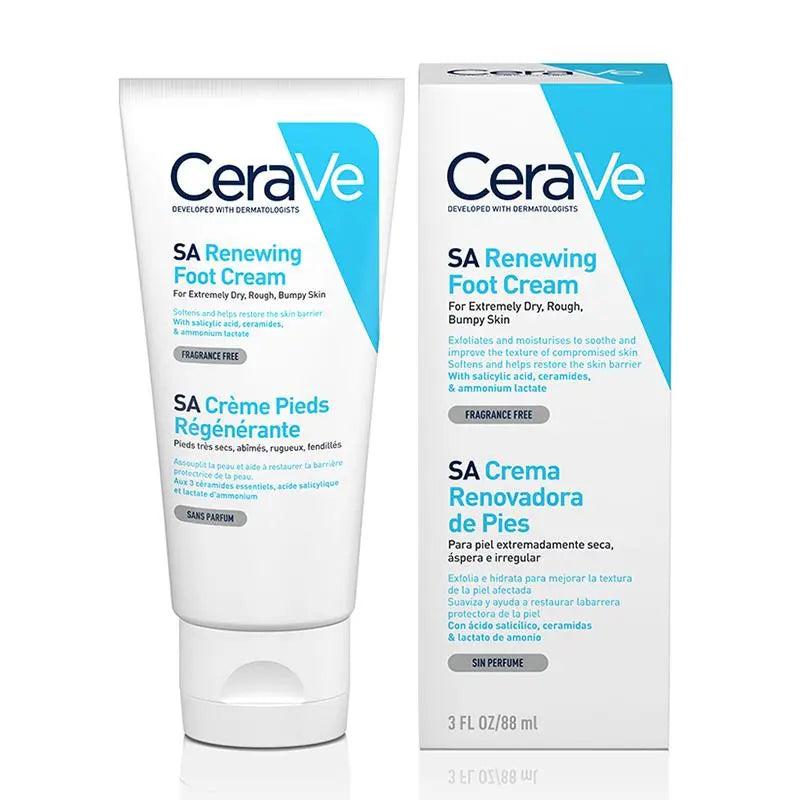 CeraVe SA Renewing Foot Cream 88ml - Exfoliates, Softens, Smooths, Fragrance Free, For Extremely Dry, Rough, Cracked Skin