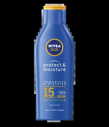 Nivea Sun Protect & Moisture Lotion SPF 15 UVA UVB Protection Water Resistant 200ml
