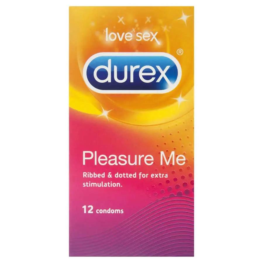 Durex Pleasure Me Condoms 12 Pack - Ribbed, Dotted, Lubricated, Transparent, Easy-On - Size 56mm