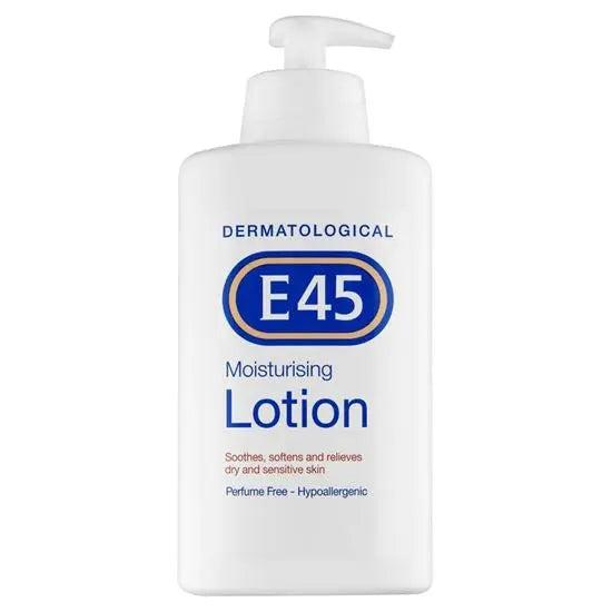 E45 Dermatological Moisturising Lotion 500ml Soothes, softens and relieves dry and sensitive skin Perfume Free Hypoallergenic