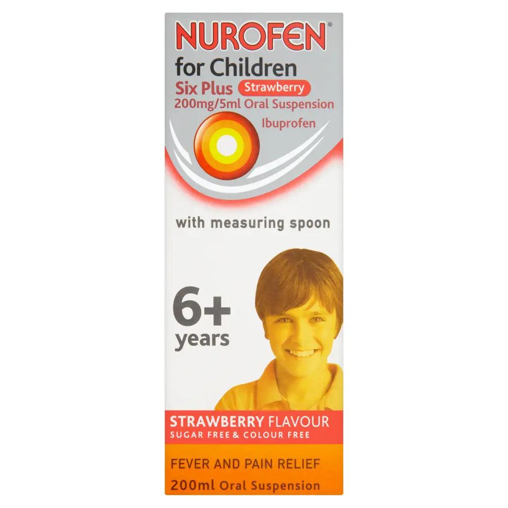 Nurofen for Children 6+ Strawberry Flavor Oral Suspension 200ml Ibuprofen Fever and Pain Relief