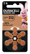 Duracell Hearing Aid Battery 312 Brown 6 Pack