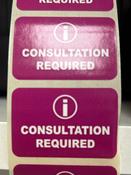 'Consultation Required' Label (Roll)