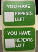 YOU HAVE         REPEATS LEFT  (DISPENSARY STICKER )
