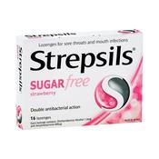 STREPSILS STRAWBERRY SUGAR FREE LOZENGERS 16PK image