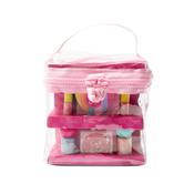 Chit Chat Glam On The Go Gift SetBag, 3 x 1.1ml Lip Glosses, 4g Lip Balm, 3.8ml Mascara, 3 x 4ml Water Based Nail Varnishes, Toe Separator, Nail File, Mirror, 2 x Eyeshadow Palettes, 3g Blusher image