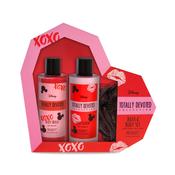 Disney Minnie Mickey Totally Devoted Pamper Gift Set 200ml Body Wash, 200ml Body Lotion, Body Puff image