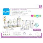 MAM Easy Start Newborn Bottle Set4 x 260ml Body Bottles, 2 x 130ml Bottles With Slow Flow Teats Size 0, 2 x 160ml Bottles With Slow Flow Teats Size 1, 0-2 Months Start Soother, Soft Bottle Spout, Hold My Bottle Handle image