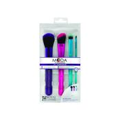 Moda 5pc Complete KitMulti-Purpose Powder Brush, Angle Foundation Brush, Domed Shadow Brush, Angle Eyeliner Brush, Zip Pouch image
