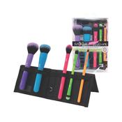Moda Totally Electric 6pc Total Flip KitPowder Brush, Bronzer Brush, Complexion Brush, Highlighter Brush, Crease Brush, Flat Lip Brush, Flip Case image