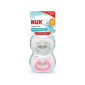 Nuk First Choice Day &amp; Night Girls Twin Pack Soother 0-6 Months image