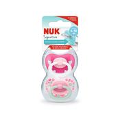 Nuk First Choice Day &amp; Night Girls Twin Pack Soother 6-18 Months