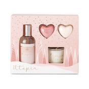 Utopia Relax And Bathe100ml Body Wash, 2 x 20g Heart Bath Fizzer, 30g Candle