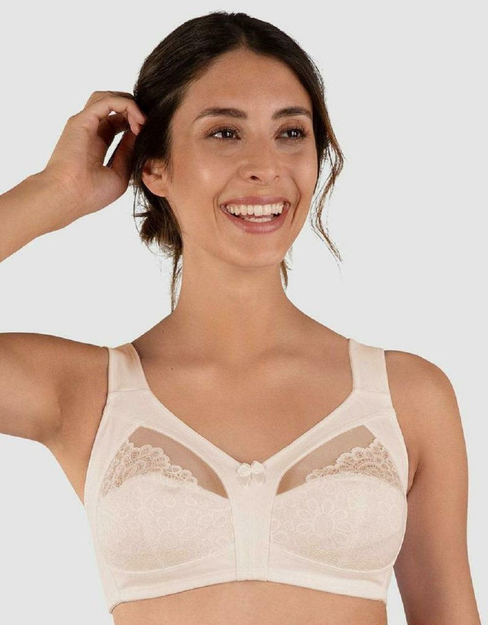 Naturana Wireless Cotton and Lace Full Cup Bra with Comfort Straps
