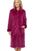 Marlon Fleece Zip Dressing Gown Burgundy/Navy MA50044 - Cherche La Femme image