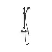 Tres Base Plus Wall-Mounted Thermostatic Shower Mixer Tap Kit Matt Black