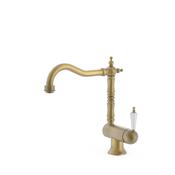 Tres Single-Handle Kitchen Mixer Tap with Folding Spout Matt Aged Brass image