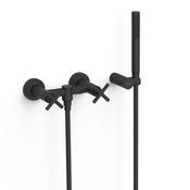 Tres Montblanc Wall-Mounted Two-handle Shower Mixer Tap Matt Black