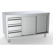 Combisteel 700 Worktable Sliding Doors Drawers Left 1400