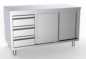Combisteel LEFT 1600 Stainless Steel Worktable with Sliding Doors and Drawers