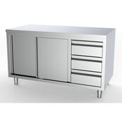 Combisteel 700 Worktable Sliding Doors Drawers Right 1400