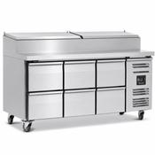 Blizzard 6 Drawer Refrigerated Prep Counter With Raised Collar 417L HBC3EN-222