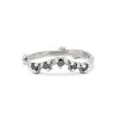 Crown of Sky Black Diamond Ring - 14k White Gold Twig Band image