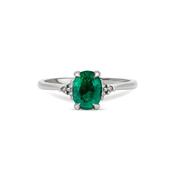 Dewlight - Emerald Ring 14k White Gold image