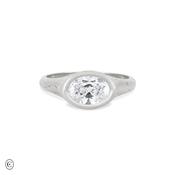 North Star - Diamond Signet East West Ring in White Gold image