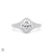 North Star - Diamond Signet North South Ring in White Gold image