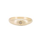 North Star Lab Grown Diamond Tiny Signet Ring - 14k Gold image