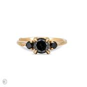 You, Me &amp; Magic 1ct Black Diamond Ring - 14k Gold Twig Band image