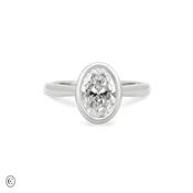 Yours &amp; Mine - Bezel Set Heart Gallery Oval Diamond Engagement Ring in 14k White Gold image