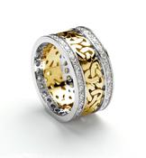 Ladies Gold Trinity Knot Wedding Ring with Diamonds - 10k-yellow-gold-with-white-gold-rail /  image
