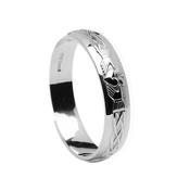 Gold Claddagh Celtic Wedding Band, Unisex - mens-14k-white-gold /  image