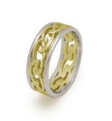 Ladies Celtic Knot Wedding Ring with Rims - mens-yellow-gold-center-with-white-gold-rims /  / 14k image