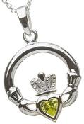 Sterling Silver Claddagh Birthstone Pendant - August image