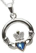 Sterling Silver Claddagh Birthstone Pendant - December image