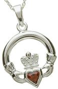 Sterling Silver Claddagh Birthstone Pendant - January image