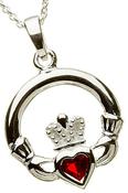 Sterling Silver Claddagh Birthstone Pendant - July image