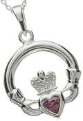 Sterling Silver Claddagh Birthstone Pendant - June image