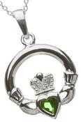 Sterling Silver Claddagh Birthstone Pendant - May image