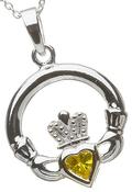Sterling Silver Claddagh Birthstone Pendant - November image