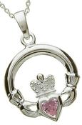 Sterling Silver Claddagh Birthstone Pendant - October image